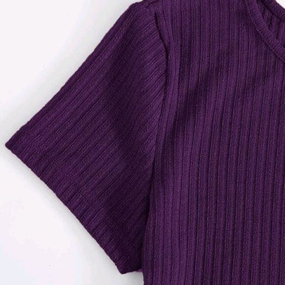 Cropped Tee & Drawstring Leggings Set purple - Picture 3 of 4